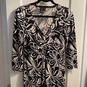 BCBGMaxazria Black and Ivory Floral Dress - Size S